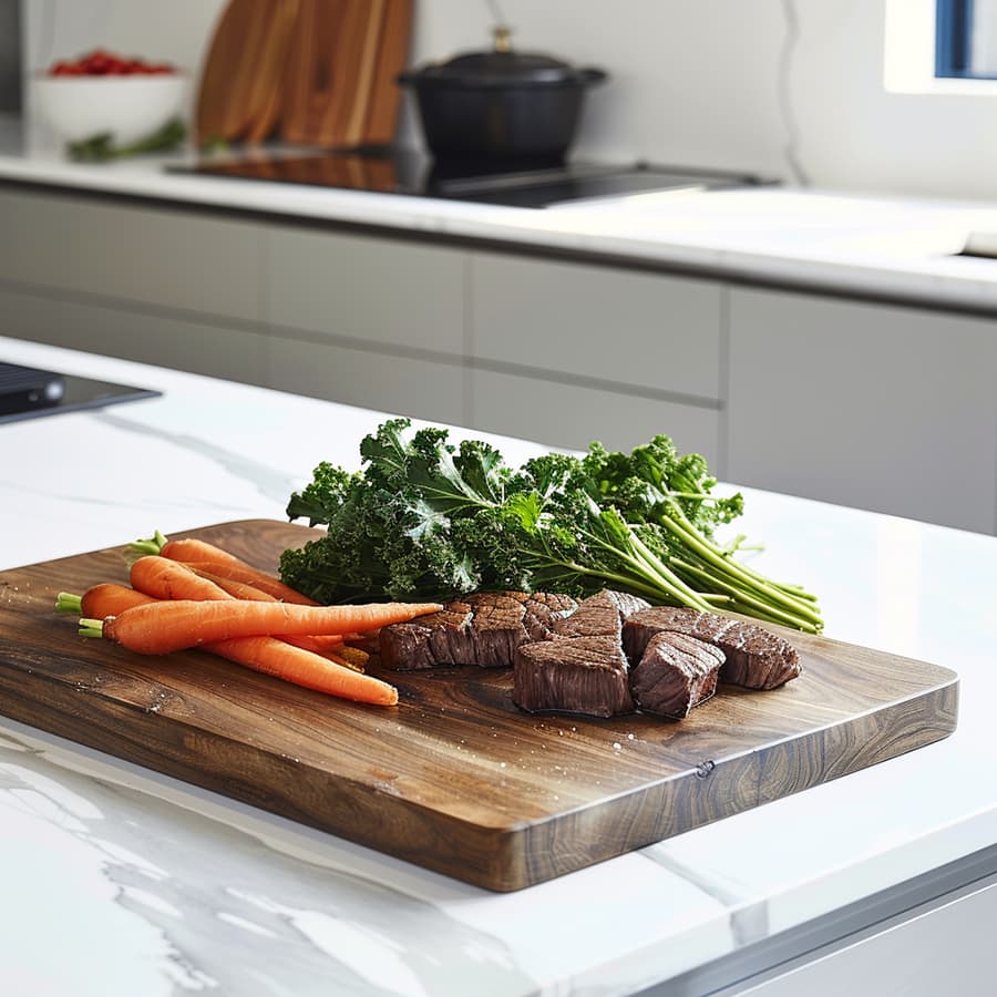 carrots and broccoli on kitchen counter