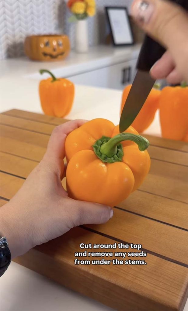 removing bell pepper stem